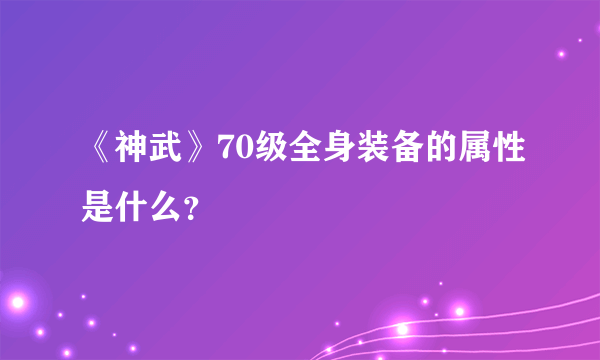 《神武》70级全身装备的属性是什么？