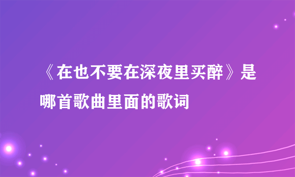 《在也不要在深夜里买醉》是哪首歌曲里面的歌词