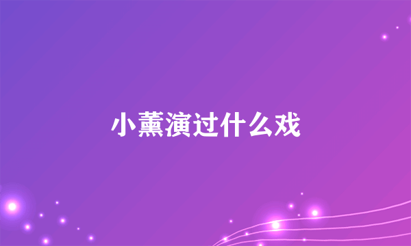 小薰演过什么戏