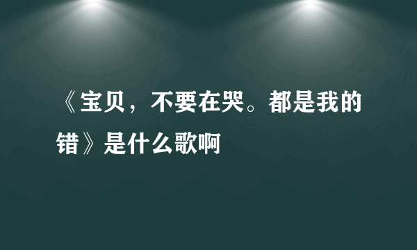 《宝贝，不要在哭。都是我的错》是什么歌啊