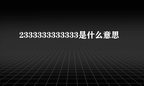 2333333333333是什么意思