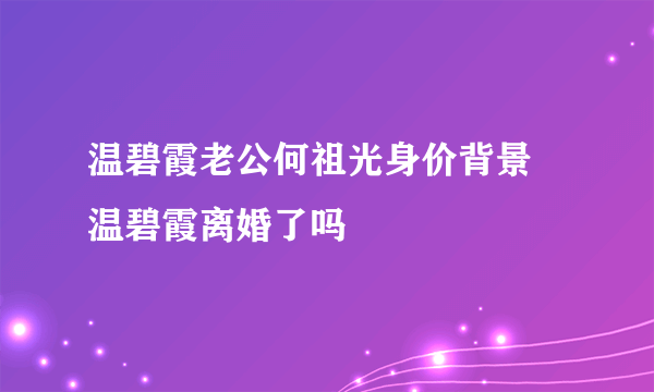 温碧霞老公何祖光身价背景 温碧霞离婚了吗