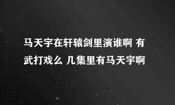 马天宇在轩辕剑里演谁啊 有武打戏么 几集里有马天宇啊