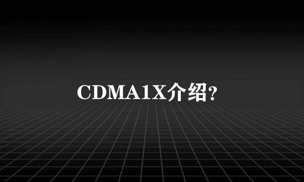 CDMA1X介绍？