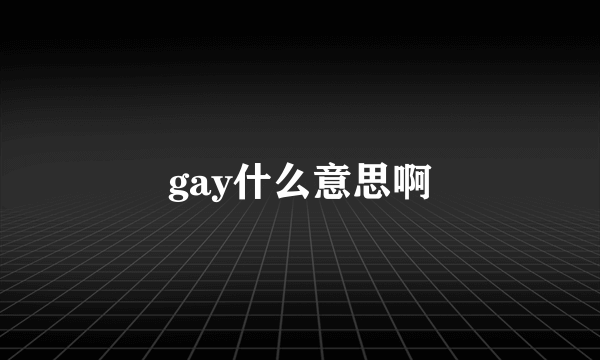 gay什么意思啊