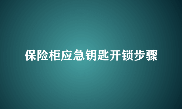 保险柜应急钥匙开锁步骤