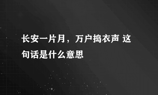 长安一片月，万户捣衣声 这句话是什么意思