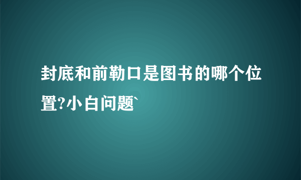 封底和前勒口是图书的哪个位置?小白问题`