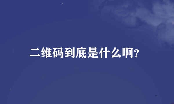 二维码到底是什么啊？