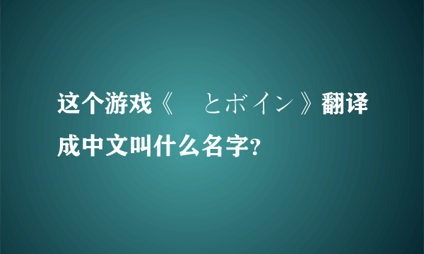 这个游戏《姫とボイン》翻译成中文叫什么名字？