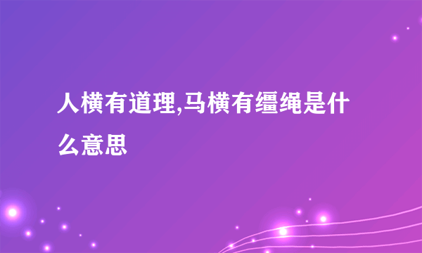 人横有道理,马横有缰绳是什么意思