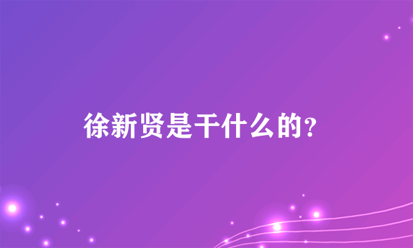 徐新贤是干什么的？