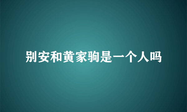 别安和黄家驹是一个人吗