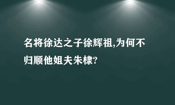 名将徐达之子徐辉祖,为何不归顺他姐夫朱棣?