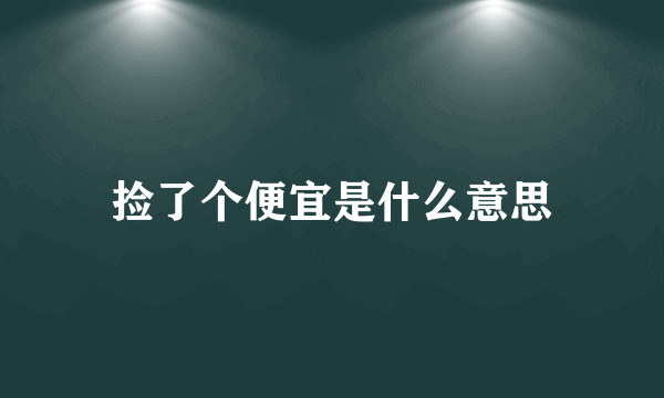 捡了个便宜是什么意思