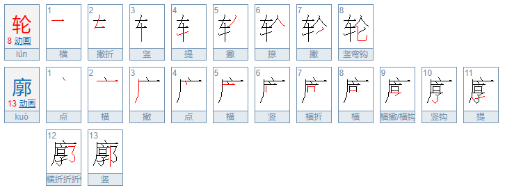 轮廓的拼音