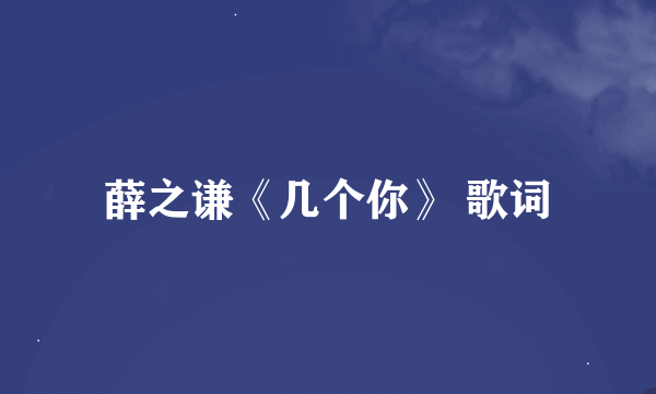 薛之谦《几个你》 歌词