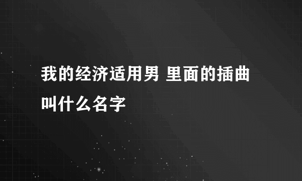 我的经济适用男 里面的插曲叫什么名字