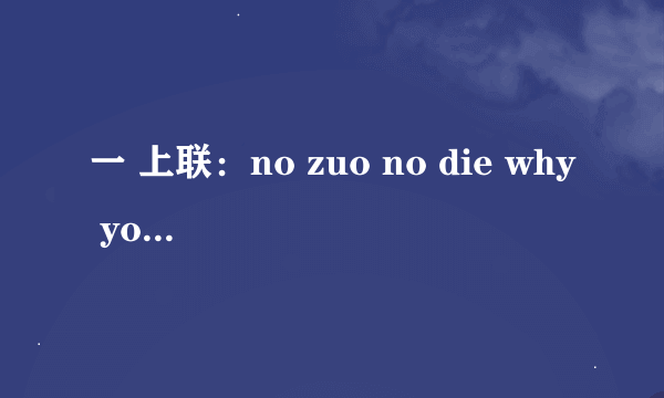 一 上联：no zuo no die why you try 下联：no try no high