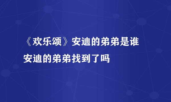 《欢乐颂》安迪的弟弟是谁 安迪的弟弟找到了吗