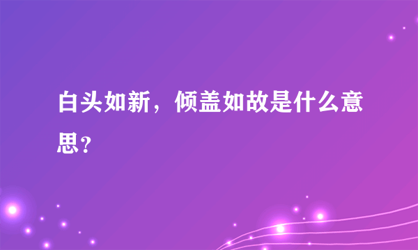 白头如新，倾盖如故是什么意思？