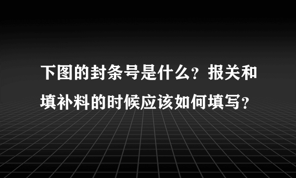 下图的封条号是什么？报关和填补料的时候应该如何填写？