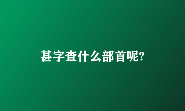 甚字查什么部首呢?