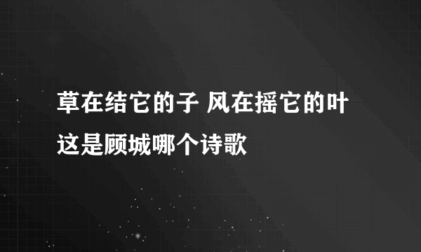 草在结它的子 风在摇它的叶这是顾城哪个诗歌