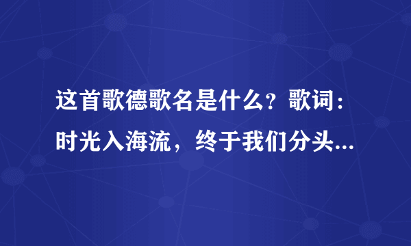 这首歌德歌名是什么？歌词：时光入海流，终于我们分头走，没有哪个港口是永远的停留