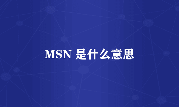 MSN 是什么意思