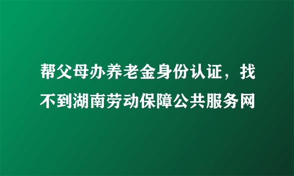 帮父母办养老金身份认证，找不到湖南劳动保障公共服务网