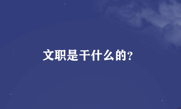 文职是干什么的？