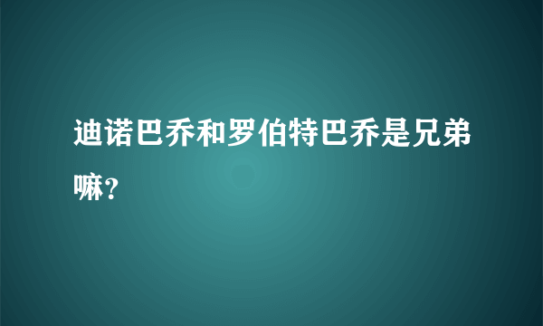 迪诺巴乔和罗伯特巴乔是兄弟嘛？