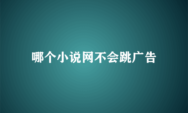 哪个小说网不会跳广告