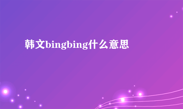 韩文bingbing什么意思