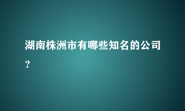 湖南株洲市有哪些知名的公司？