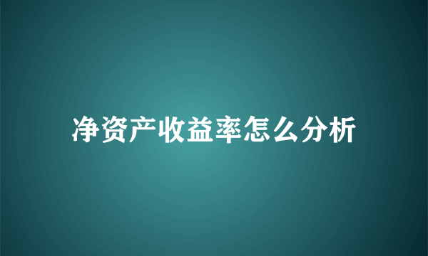 净资产收益率怎么分析