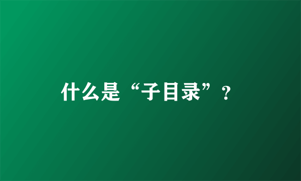 什么是“子目录”？