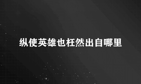 纵使英雄也枉然出自哪里