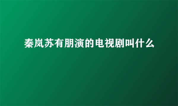 秦岚苏有朋演的电视剧叫什么