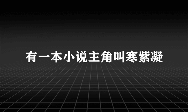 有一本小说主角叫寒紫凝