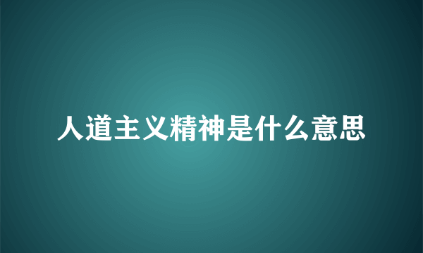 人道主义精神是什么意思