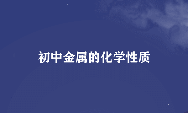 初中金属的化学性质