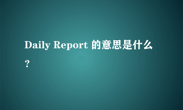 Daily Report 的意思是什么？