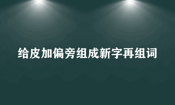 给皮加偏旁组成新字再组词