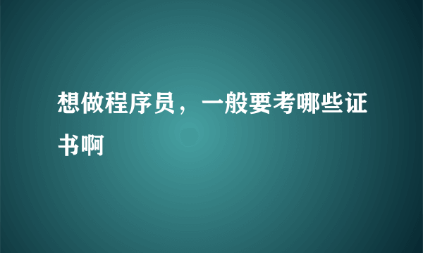 想做程序员，一般要考哪些证书啊