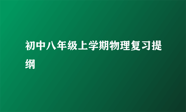 初中八年级上学期物理复习提纲