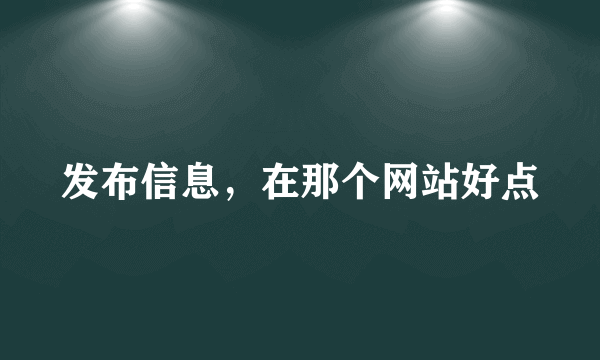 发布信息，在那个网站好点