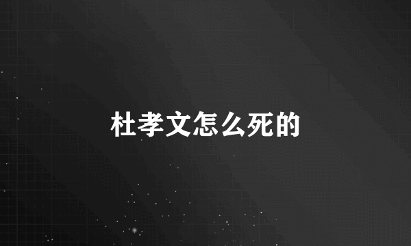 杜孝文怎么死的