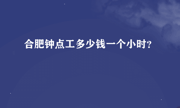 合肥钟点工多少钱一个小时？